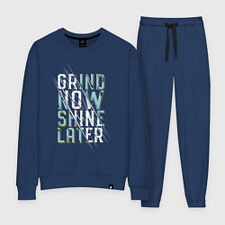 Костюм хлопковый женский Grind now Shine later, цвет: тёмно-синий