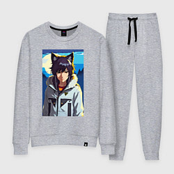 Костюм хлопковый женский Девочка-волчонок - аниме, цвет: меланж