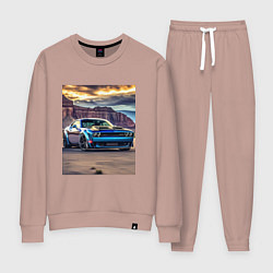 Костюм хлопковый женский Авто Додж Челленджер, цвет: пыльно-розовый