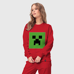 Костюм хлопковый женский Minecraft creeper face, цвет: красный — фото 2
