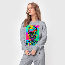 Костюм хлопковый женский Cool skull - pop art - vogue, цвет: меланж — фото 2