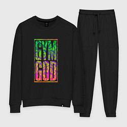 Костюм хлопковый женский Gym god, цвет: черный