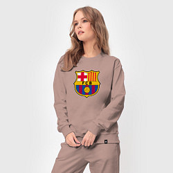 Костюм хлопковый женский Barcelona fc sport, цвет: пыльно-розовый — фото 2