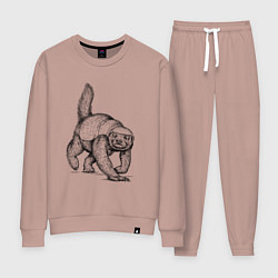 Костюм хлопковый женский Медоед на бегу, цвет: пыльно-розовый