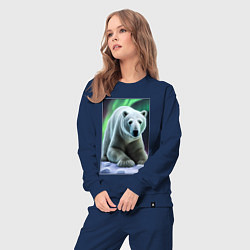 Костюм хлопковый женский Полярный медведь на снегу, цвет: тёмно-синий — фото 2