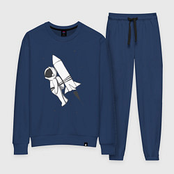 Костюм хлопковый женский Полёт на ракете, цвет: тёмно-синий