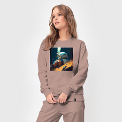 Костюм хлопковый женский Космонавт и лес, цвет: пыльно-розовый — фото 2