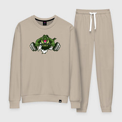 Костюм хлопковый женский Crocodile gym, цвет: миндальный