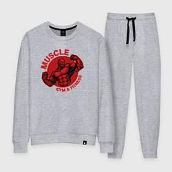 Костюм хлопковый женский Gym and fitness, цвет: меланж