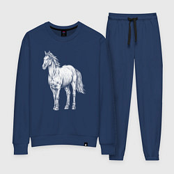 Костюм хлопковый женский Белая лошадь стоит, цвет: тёмно-синий