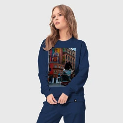 Костюм хлопковый женский MoMo - Лондон, цвет: тёмно-синий — фото 2