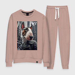 Женский костюм Dude bull terrier in New York - ai art