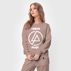 Костюм хлопковый женский Linkin Park logo, цвет: пыльно-розовый — фото 2