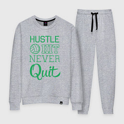 Костюм хлопковый женский Hustle hit never quit, цвет: меланж