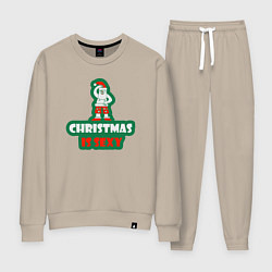 Костюм хлопковый женский Sexy christmas, цвет: миндальный