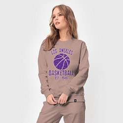Костюм хлопковый женский Basketball Los Angeles, цвет: пыльно-розовый — фото 2