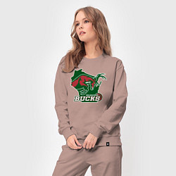 Костюм хлопковый женский Milwaukee bucks, цвет: пыльно-розовый — фото 2