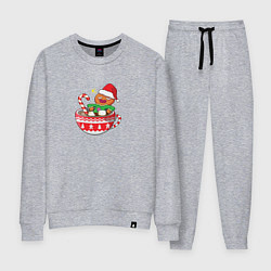 Костюм хлопковый женский Новогодний пряня, цвет: меланж