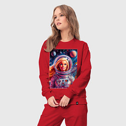 Костюм хлопковый женский Красавица Барби в космосе - нейросеть, цвет: красный — фото 2