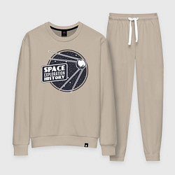 Костюм хлопковый женский История исследования космоса, цвет: миндальный