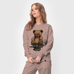 Костюм хлопковый женский Плюшевый медвежонок и его отражение, цвет: пыльно-розовый — фото 2