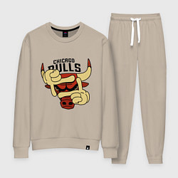 Костюм хлопковый женский Bulls logo with hands, цвет: миндальный