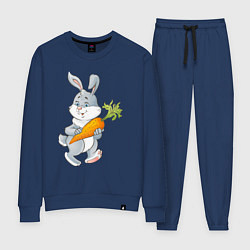 Костюм хлопковый женский Мультяшный заяц с морковкой, цвет: тёмно-синий