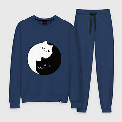 Костюм хлопковый женский Кошачий ин янь, цвет: тёмно-синий