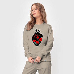 Костюм хлопковый женский My heart is yours, цвет: миндальный — фото 2