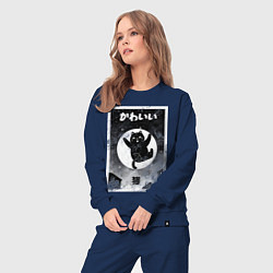 Костюм хлопковый женский Moмo - кот прыжке, цвет: тёмно-синий — фото 2