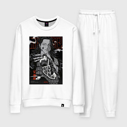 Костюм хлопковый женский Сугуру Гето сидит - Магическая битва, цвет: белый