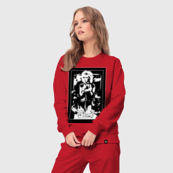 Костюм хлопковый женский Группа Мираж винтажный плакат, цвет: красный — фото 2