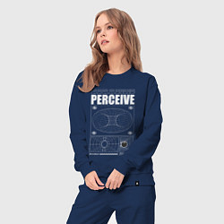 Костюм хлопковый женский Perceive streetwear, цвет: тёмно-синий — фото 2