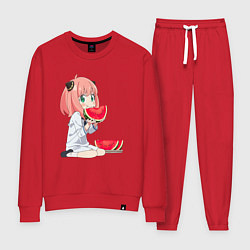 Костюм хлопковый женский Аня ест арбуз, аниме семья шпиона, цвет: красный