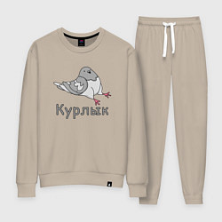 Костюм хлопковый женский Курлык голубь, цвет: миндальный