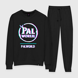 Костюм хлопковый женский Palworld в стиле glitch и баги графики, цвет: черный