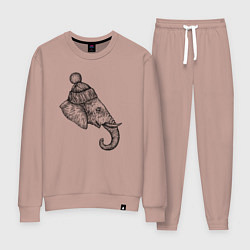 Костюм хлопковый женский Слон в шапке, цвет: пыльно-розовый