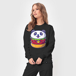 Костюм хлопковый женский Панда бургер, цвет: черный — фото 2