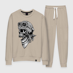 Костюм хлопковый женский Череп байкер, цвет: миндальный