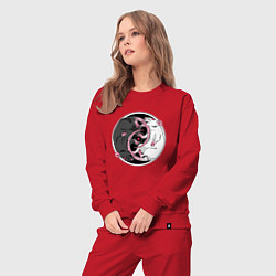 Костюм хлопковый женский Две крысы - инь ян, цвет: красный — фото 2
