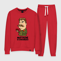 Костюм хлопковый женский Усы опасны, цвет: красный