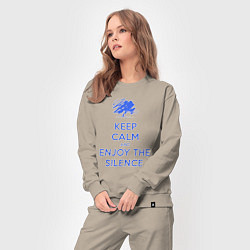 Костюм хлопковый женский Keep calm and enjoy the silence, цвет: миндальный — фото 2