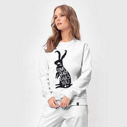 Костюм хлопковый женский Какой-то кролик тебя любит, цвет: белый — фото 2