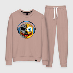 Костюм хлопковый женский Музыкальный смайлик, цвет: пыльно-розовый