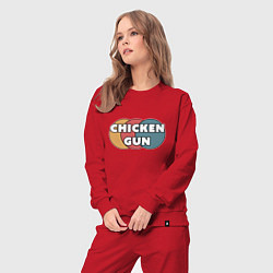 Костюм хлопковый женский Chicken gun круги, цвет: красный — фото 2