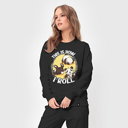 Костюм хлопковый женский Я катаюсь, цвет: черный — фото 2