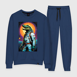 Костюм хлопковый женский Крокодил космонавт - нейросеть, цвет: тёмно-синий