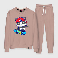 Костюм хлопковый женский Panda skater, цвет: пыльно-розовый