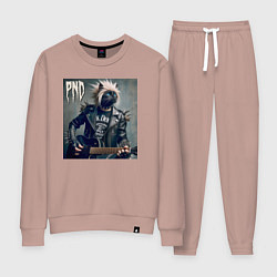 Костюм хлопковый женский Cool cat - punks not dead, цвет: пыльно-розовый