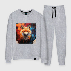 Костюм хлопковый женский Лисенок из акварели, цвет: меланж